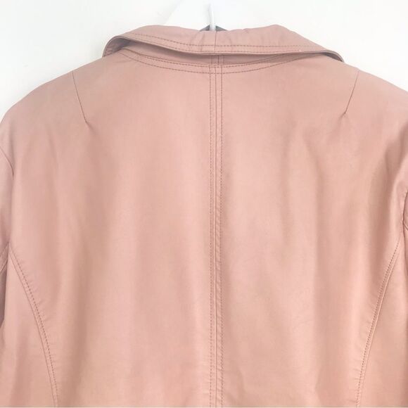 A New Day Pink Faux Leather Moto Style Asymmetrical Zip Up Jacket - Picture 10 of 16